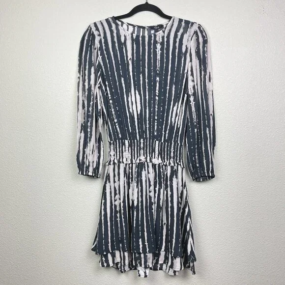 Rails NWT Inez Dress Women's Small Black Nile Mini Dress Long Sleeve Smocked - Picture 3 of 16